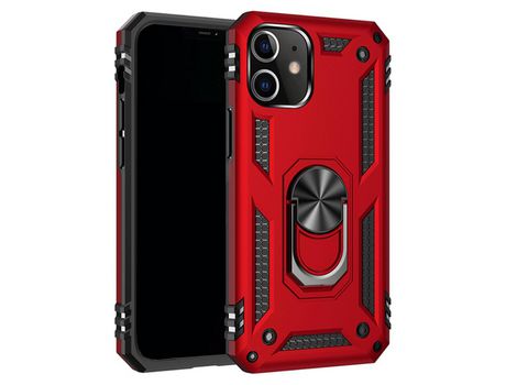 Carcasa TPU armadura híbrido a prueba de choques con muleta rojo por Apple iPhone 12 Mini