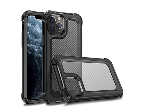 Carcasa TPU combinación de textura de fibra de carbono negro por Apple iPhone 11 Pro Max 6.5