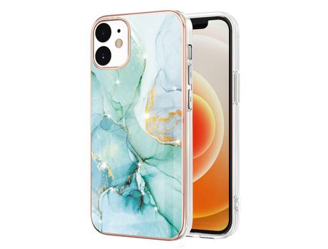 Funda TPU galvanizado patrón de mármol verde por iPhone 12 6.1