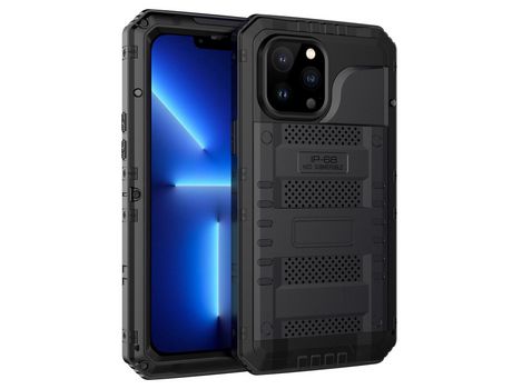Funda y silicone + metal a prueba de choques à prova d'água negro por iPhone 13 Pro Max 6.7