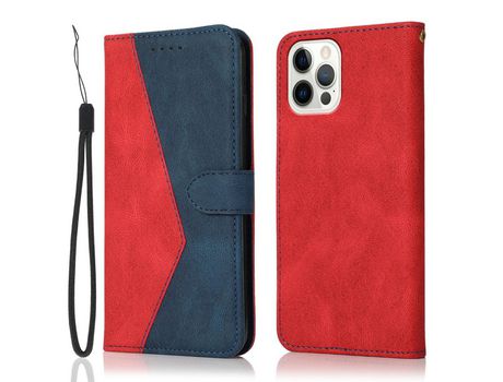 Funda PU + TPU bicolor con fundo rojo/azul por iPhone 13 Pro 6.1