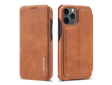 Carcasa PU estilo retro con suporte y suporte de tarjeta marrom por Apple iPhone 12 5.4