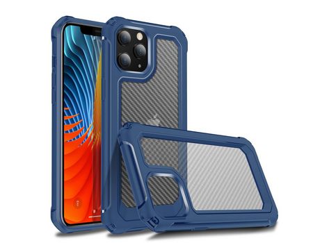 Carcasa TPU híbrido de textura de fibra de carbono azul por Apple iPhone 12 Max 6.1 /Pro 6.1