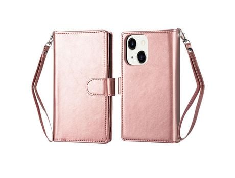 Funda PU + TPU 2 en 1 desmontable con 9 porta-tarjetas en ouro rosa por iPhone 13 mini 5.4