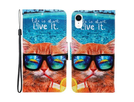 Funda PU con suporte magnético forte Gato de óculos por iPhone XR 6.1