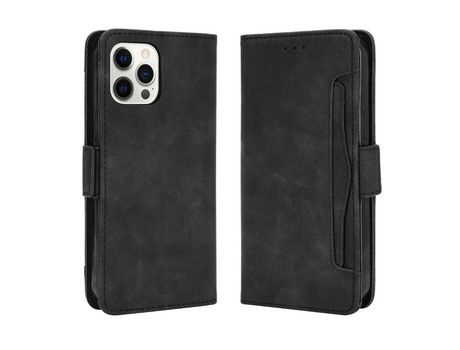 Funda PU + TPU con suporte y porta-tarjetas negro por iPhone 13 Pro Max 6.7