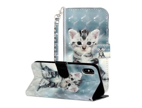 Carcasa PU impresión de normas de blanqueamiento con pontos de luz con apoyo gato por Apple iPhone X/XS 5.8