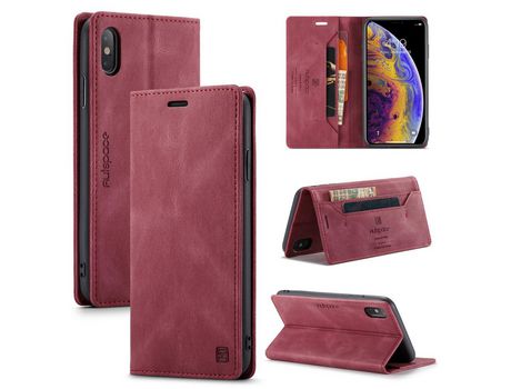 Carcasa PU rfid bloqueando retro mate rojo por Apple iPhone XS Max 6.5