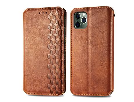 Funda PU patrón de losango marrón por iPhone 11 Pro Max 6.5