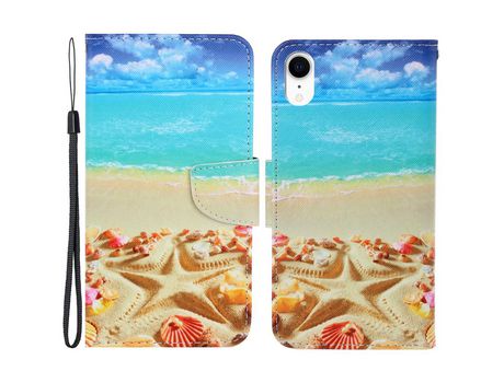 Funda PU con suporte magnético forte Areia/conchas por iPhone XR 6.1