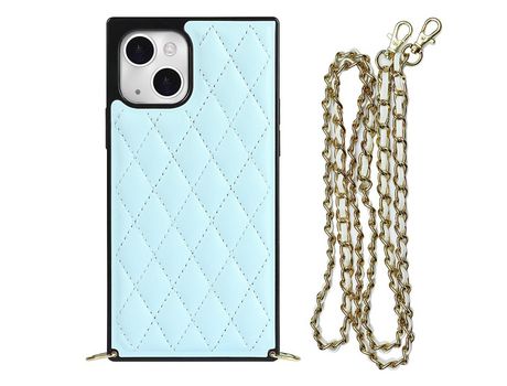 Funda TPU + microfibra con bandolera de ombro azul por iPhone 13 6.1