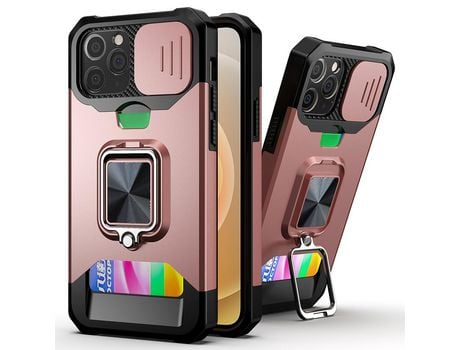 Funda TPU híbrido con porta-tarjeta de ouro rosa por iPhone 12/12 Pro 6.1