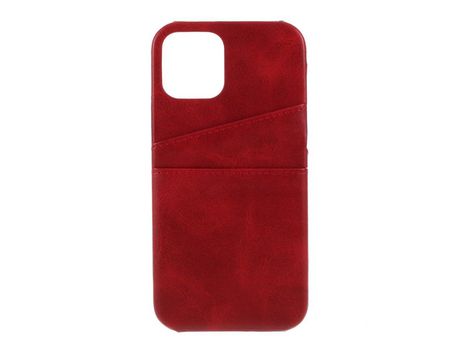 Carcasa TPU + PU con suporte de tarjeta doble rojo por Apple iPhone 12 Pro/12 Max 6.1