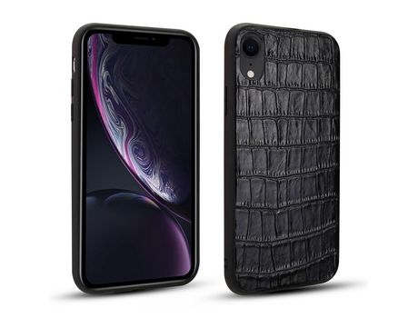 Carcasa TPU + PU cocodrilo negro por Apple iPhone XR