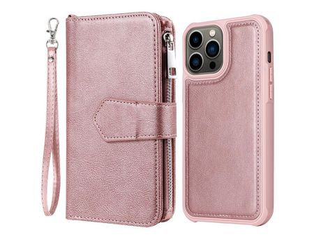 Funda PU 2 en 1 desmontable ouro rosa por iPhone 13 Pro Max 6.7