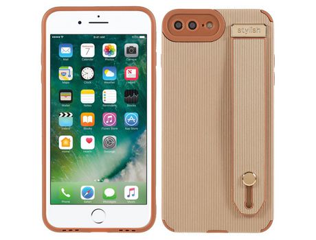 Funda TPU + microfibra a prueba de choques con suporte de pulso caqui por iPhone 8 Plus/7 Plus 5.5 inch