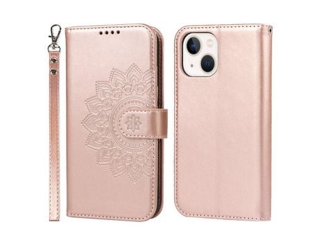 Funda PU textura de costura cortada ouro rosa por iPhone 13 mini 5.4
