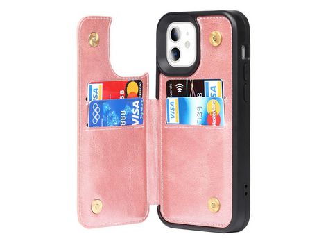 Funda PU + TPU con suporte por porta-tarjetas Crazy Horse Rose Gold por iPhone 11 6.1