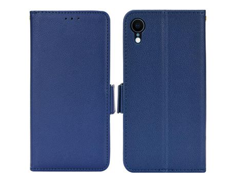 Funda PU textura de lichi azul escuro por iPhone XR 6.1