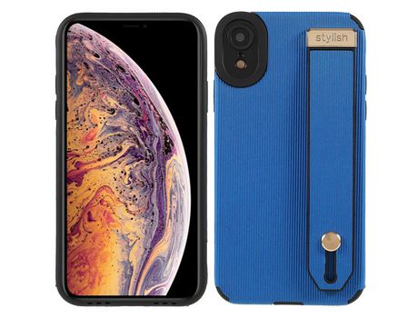 Funda TPU + microfibra e a prueba de choques con suporte de pulso azul por iPhone XR 6.1