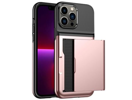 Funda TPU con suporte por tarjeta ouro rosa por iPhone 13 Pro Max 6.7