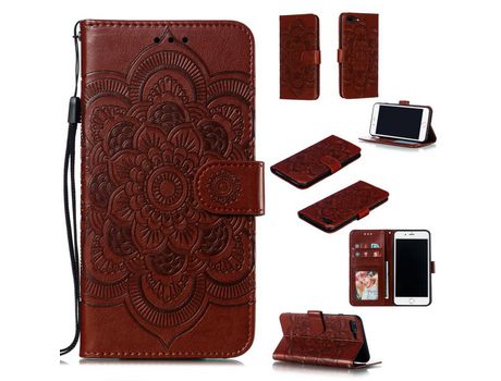Carcasa PU flor malanda flip con suporte y bandolera marrom por Apple iPhone 8 Plus/7 Plus 4.7 pouces