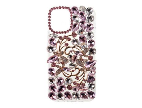 Carcasa TPU blanqueamiento strass strass roxo por Apple iPhone 12 Pro Max 6.7