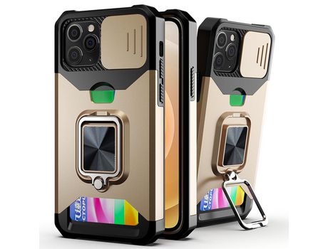 Funda TPU trava-quedas híbrido con porta-tarjetas dourado por iPhone 11 Pro 5.8