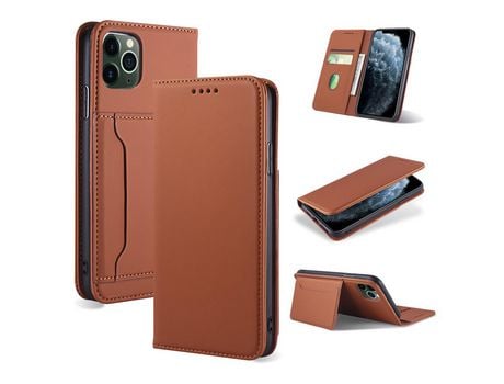 Carcasa PU con apoyo marrom por Apple iPhone 11 Pro Max 6.5