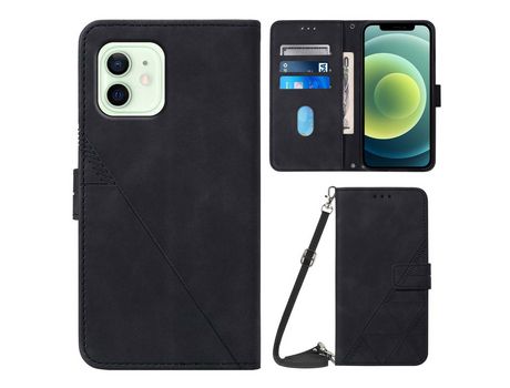 Funda PU patrón de linhas a prueba de choques negro por iPhone 12 Pro 6.1 /12 6.1