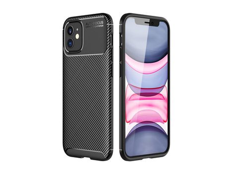Carcasa TPU textura de fibra de carbono resistente a caídas negro por Apple iPhone 12 Max 6.1