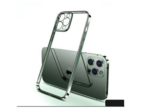 Carcasa TPU abertura ultrafina y precisa do agujero transparente con estrutura de galvanoplastia verde meia-noite por Apple iPhone 11 6.1