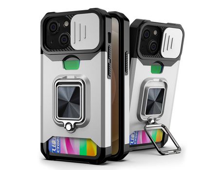 Funda TPU lente híbrida con porta-tarjetas prateado por iPhone 13 mini 5.4