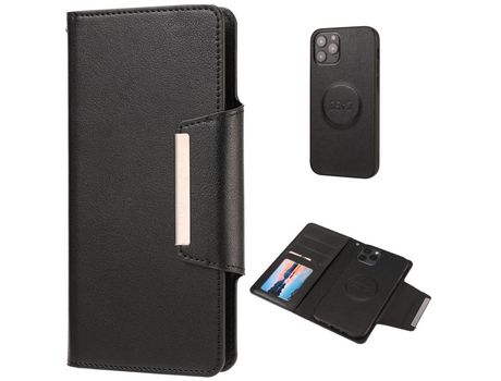 Carcasa PU + TPU estante con interior destacável negro por Apple iPhone 12 Pro/12