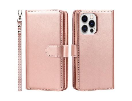 Funda PU con soporte ouro rosa por iPhone 13 Pro 6.1