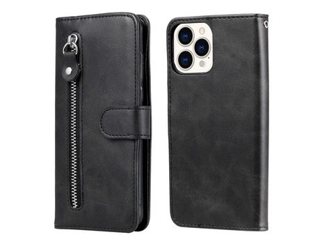 Funda PU + TPU anti-queda bolso con zíper negro por iPhone 13 Pro Max 6.7
