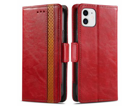 Funda PU CASENEO con soporte rojo por iPhone 12 mini 5.4