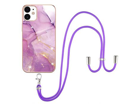 Funda TPU a prueba de choques galvanoplastia de mármol púrpura por iPhone 12/12 Pro 6.1