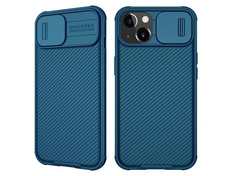 Funda TPU NILLKIN antiderrapante anti-queda textura de sarja azul por iPhone 13 6.1