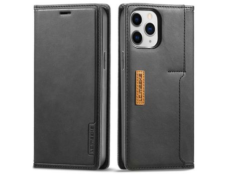 Funda PU + TPU LC.IMEEKE hebilla magnética con porta-tarjetas negro por iPhone 13 Pro 6.1