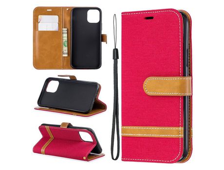 Carcasa PU pano de jeans de colores sortidas rojo por Apple iPhone XS/X 5.8 pouces (2019)
