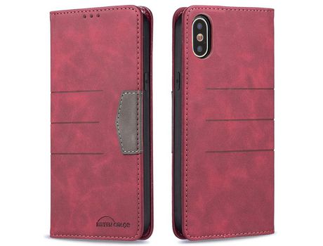 Funda PU magnético bicolor rojo por iPhone X/XS 5.8