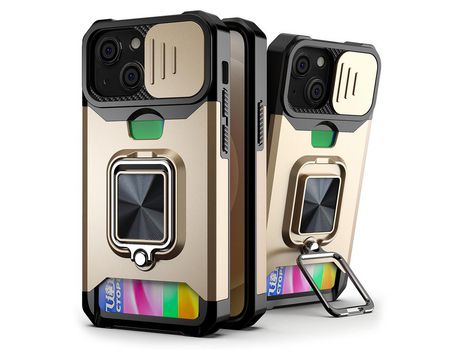 Funda TPU lente híbrida con porta-tarjetas dourado por iPhone 13 mini 5.4