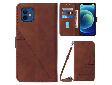 Funda PU con bandolera marrón por iPhone 12 mini 5.4