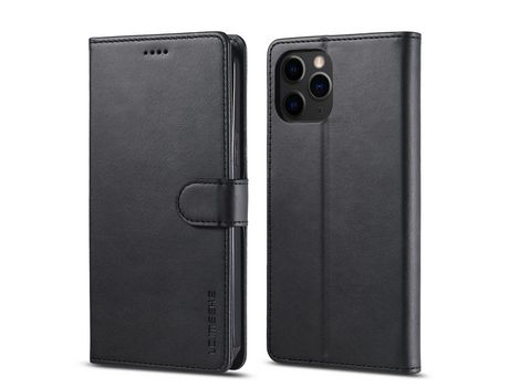Carcasa PU con apoyo negro por Apple iPhone 12 5.4