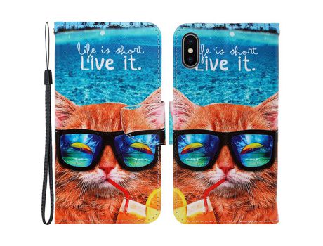 Funda PU con suporte magnético Gato de óculos por iPhone X/XS 5.8