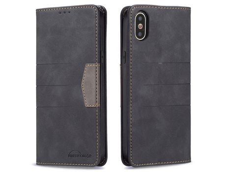 Funda PU magnético bicolor negro por iPhone X/XS 5.8