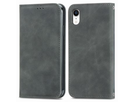 Funda TPU + PU magnético cinza por iPhone XR 6.1