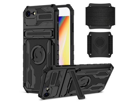Funda TPU camada dupla con muleta negro por iPhone 7 4.7 /8 4.7 /SE (2nd Gen)