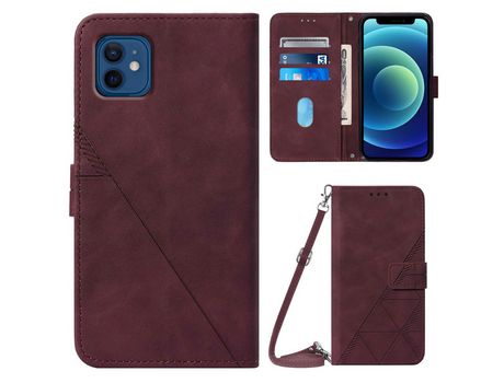 Funda PU con bandolera vinho tinto por iPhone 12 mini 5.4